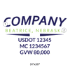 truck door decal with USDOT, MC, GVW
