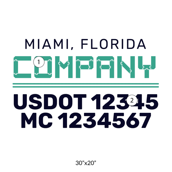truck door decal with USDOT, MC