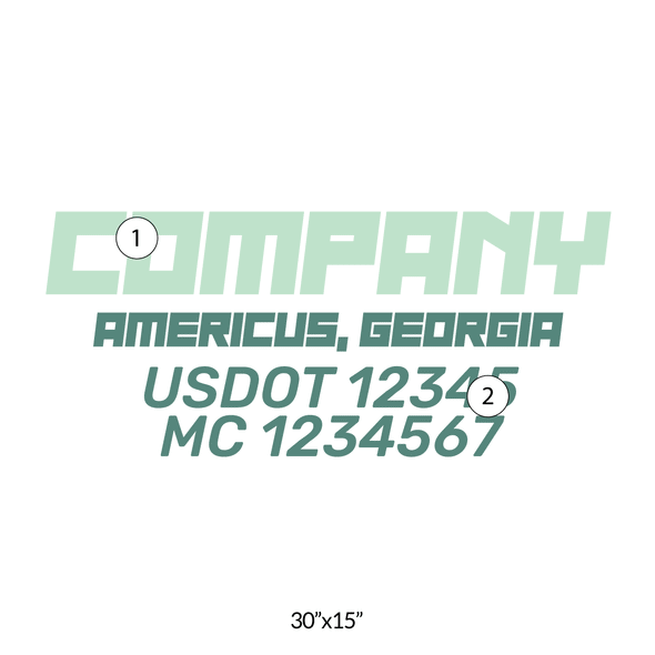truck door decal with USDOT, MC