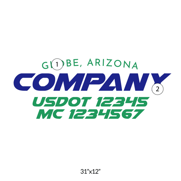 truck door decal with USDOT, MC