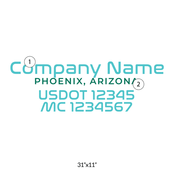 truck door decal with USDOT, MC