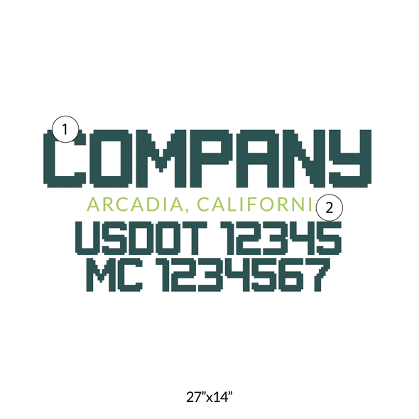 truck door decal with USDOT, MC