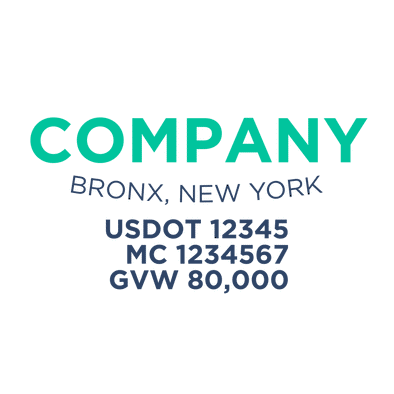 truck door decal with USDOT, MC, GVW