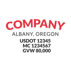 truck door decal with USDOT, MC, GVW