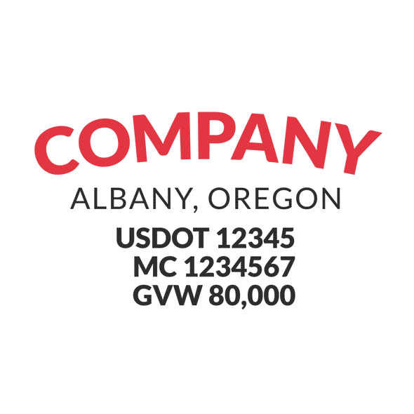 truck door decal with USDOT, MC, GVW