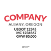 truck door decal with USDOT, MC, GVW