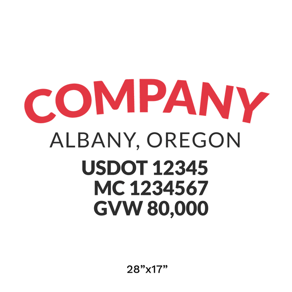 truck door decal with USDOT, MC, GVW