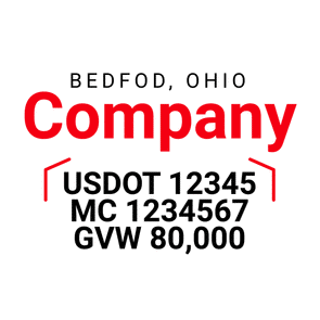 truck door decal with USDOT, MC, GVW