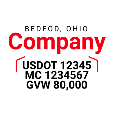 truck door decal with USDOT, MC, GVW