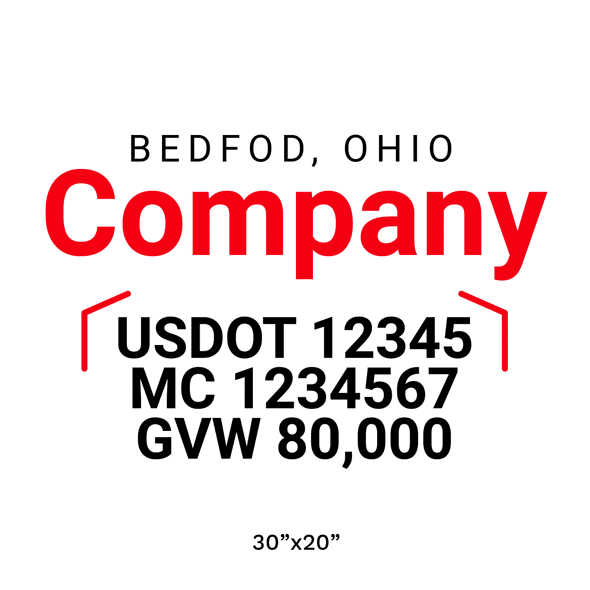 truck door decal with USDOT, MC, GVW