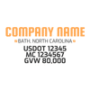 truck door decal with USDOT, MC, GVW
