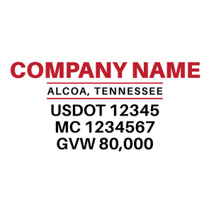truck door decal with USDOT, MC, GVW