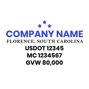truck door decal with USDOT, MC, GVW