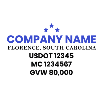 truck door decal with USDOT, MC, GVW