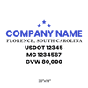 truck door decal with USDOT, MC, GVW