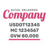 truck door decal with USDOT, MC, GVW