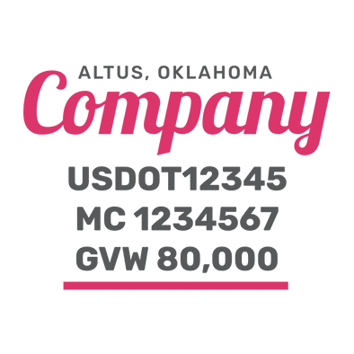 truck door decal with USDOT, MC, GVW