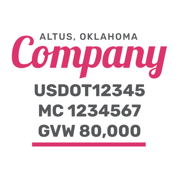 truck door decal with USDOT, MC, GVW