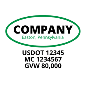 truck door decal with USDOT, MC, GVW