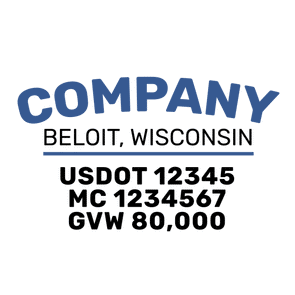 truck door decal with USDOT, MC, GVW