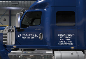 trucking business name with usdot mc ca kyu gvw decal