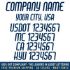 company name, city, usdot, mc, ca & kyu number decal