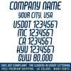 company name, location, usdot mc ca kyu gvw decal sticker