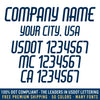 company name, city, usdot, mc & ca number decal sticker