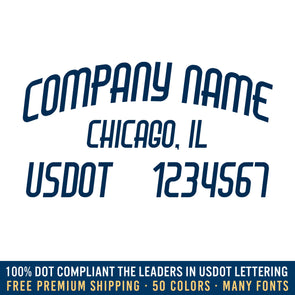 company name, location & usdot number decal sticker