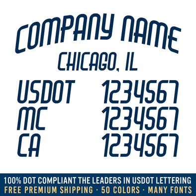 company name, location, usdot, mc & ca decal sticker