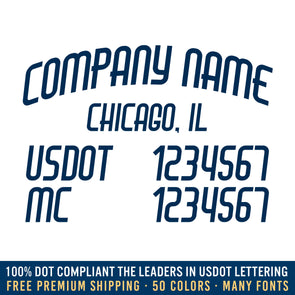 company name, location, usdot & mc decal sticker