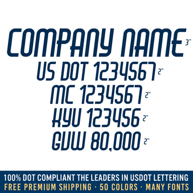 company name usdot mc kyu gvw decal