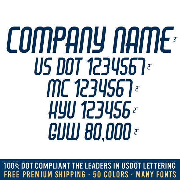 company name usdot mc kyu gvw decal