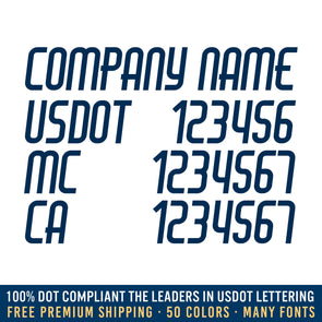 company name with usdot, mc & ca number decal sticker