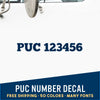 puc number decal