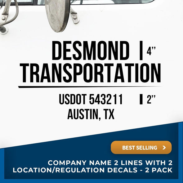 Company Name Truck Door Decal (USDOT Lettering) (Set of 2)