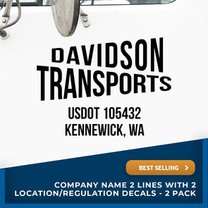 Company Name Truck Decal with Regulation Lines usdot and location