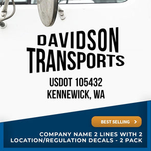 Company Name Truck Decal with Regulation Lines usdot and location