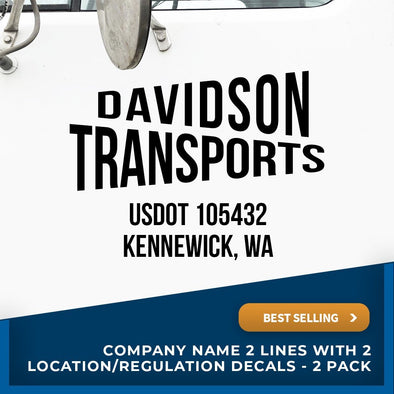 Company Name Truck Decal with Regulation Lines usdot and location