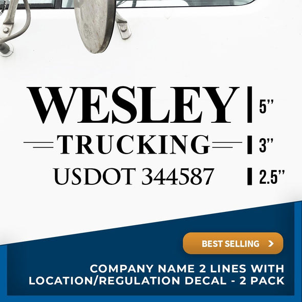 Company Name Truck Decal with USDOT Number (Set of 2)