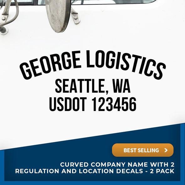 Arched Company Name decal with location & USDOT