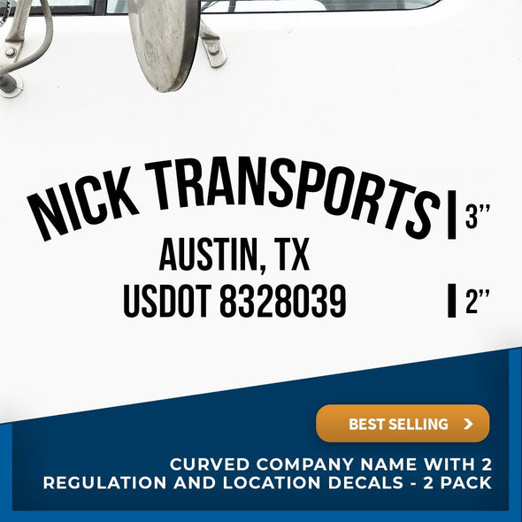 Arched Company Name with Location & USDOT (Set of 2)