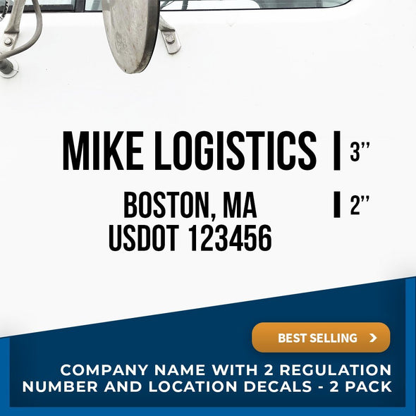 Company Name Truck Decal with USDOT (Set of 2)