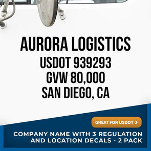 Company Name Truck Decal with Regulation Lines