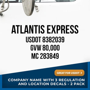 Business Name decal with usdot, gvw, mc