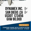 USDOT Company Name Regulation Decal (Set of 2)