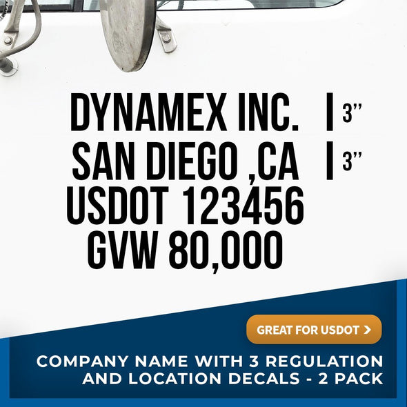 USDOT Company Name Regulation Decal (Set of 2)