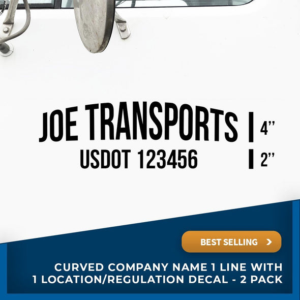 Arched Company Name with USDOT Decal (Set of 2)
