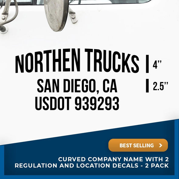 Arched Company Name Truck Decal with USDOT (Set of 2)