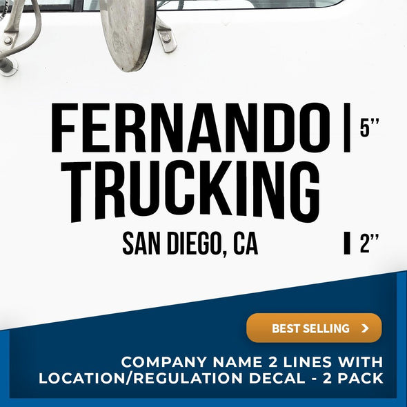 Company Name Decal with USDOT or Location (Set of 2)
